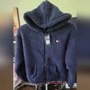 Tommy Hilfiger Girls Navy Sherpa Hoodie (Xl/16)